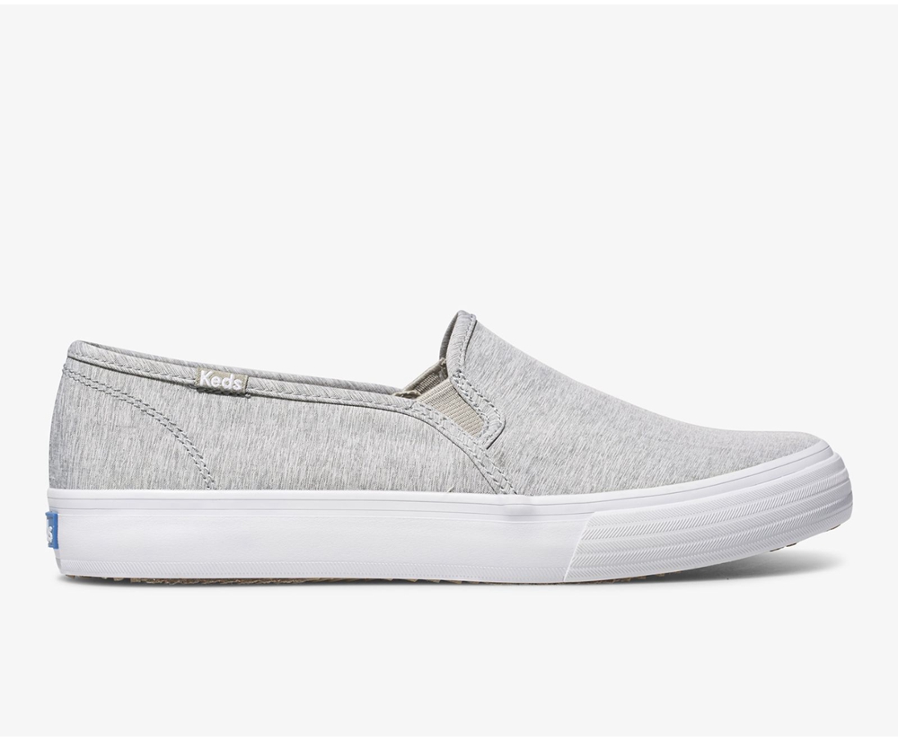 Keds Slip Ons Grey - Double Decker Heathered Woven - Womens HPBZEV-073